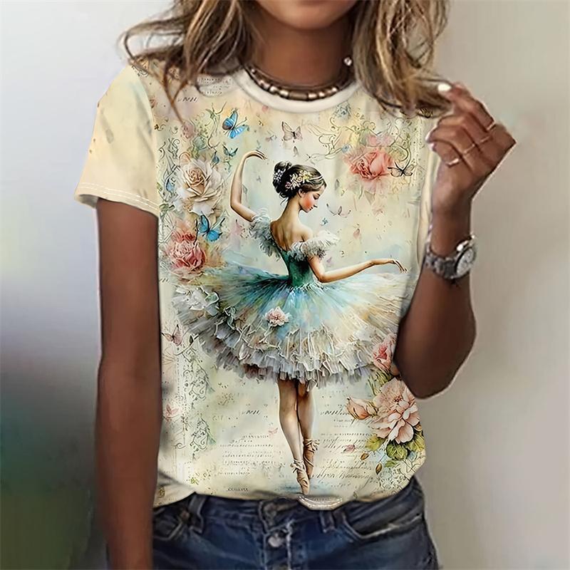 Flower Net Pattern T-Shirt For Women Exquisite 3D Printed Tees Summer Casual T Shirts Oversized Short Sleeves Round Neck Tops