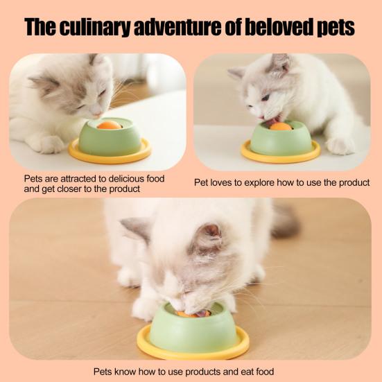 Миска для лизания для питомцев, забавная миска-медленное кормление с вращающимся шариком, шарик для лизания для кошек, диспенсер для жидкого лакомства, нескользящая миска для лизания для собак, игрушка для обогащения пищевого поведения, улучшающая пищеварение