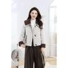 Fashion temperament New autumn and winter cotton-padded clothes Small short lapel splicing High-end outer cotton-padded clothes jacket