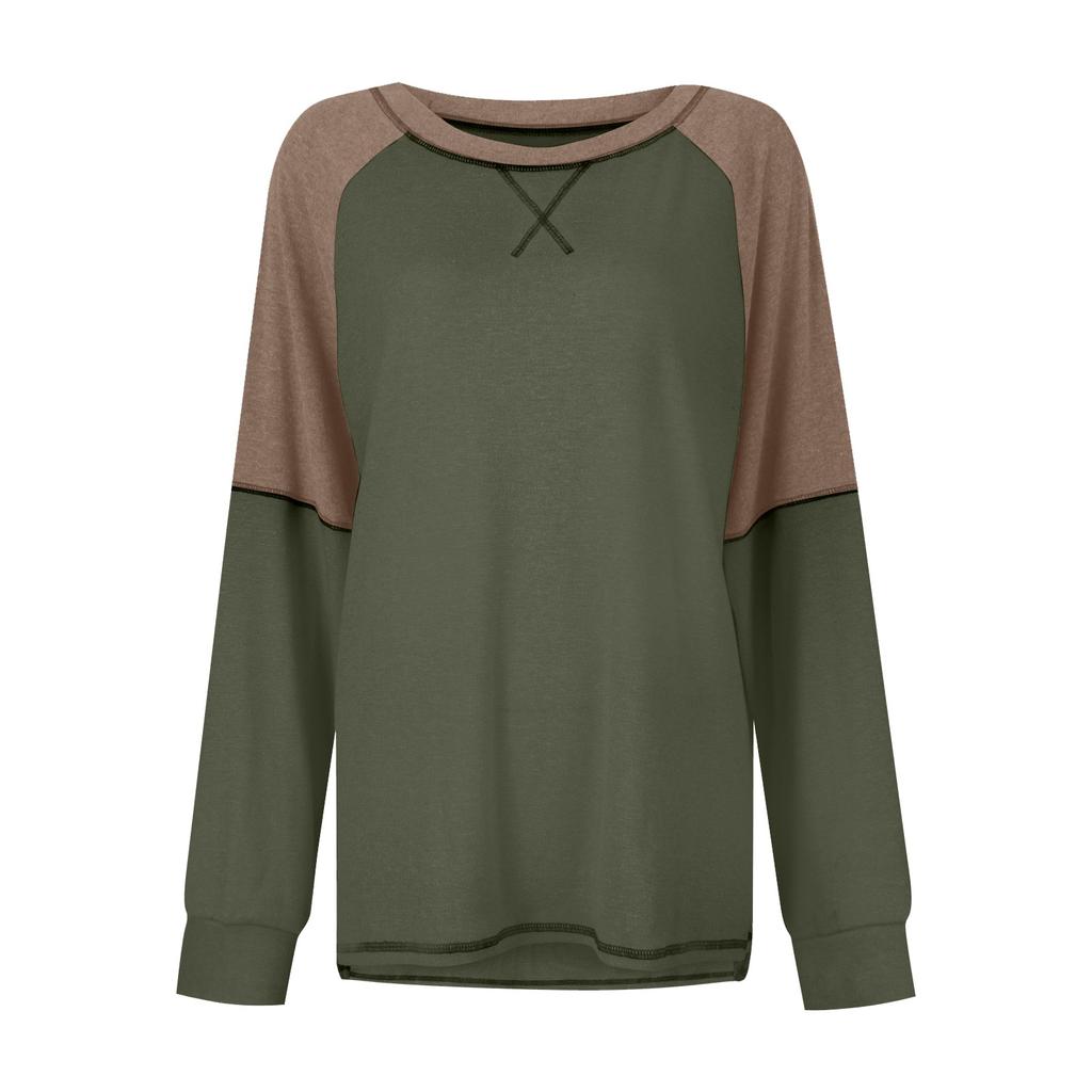 Женская осенне-зимняя повседневная свободная футболка с длинным рукавом и круглым вырезом