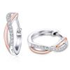 Naniwaai Earrings for Women Popular Highest Grade Zirconia Earrings Hypoallergenic Twist Two Tone Hoop Earrings Ring 925 Silver Earrings 18K Pink Gold