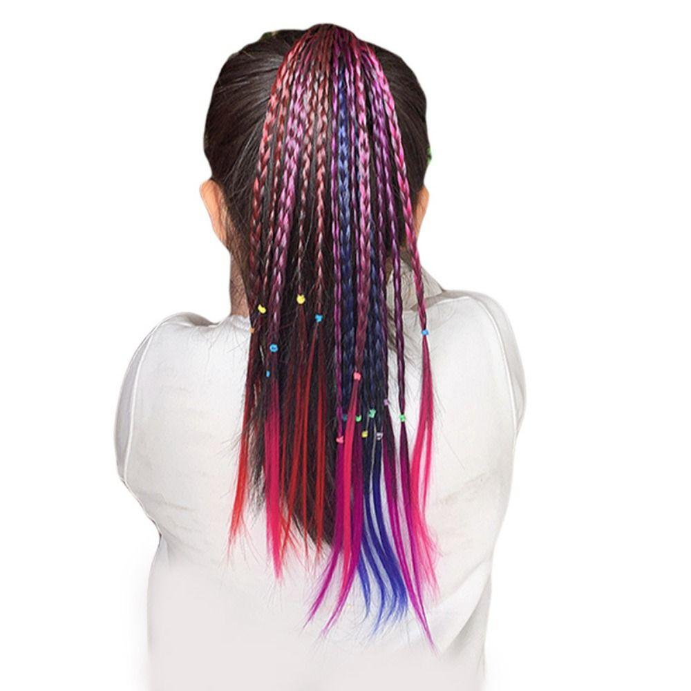 Повязка на голову Повязки на голову с хвостиком Резинки для волос Косички Головные уборы для девочек Цветные парики для детей