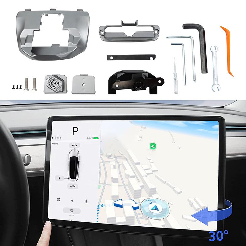 Вращающийся держатель экрана автомобиля для Tesla Model 3 Y 2017-2022, поворотный кронштейн для центральной консоли, поворот экрана GPS на 15/30 градусов
