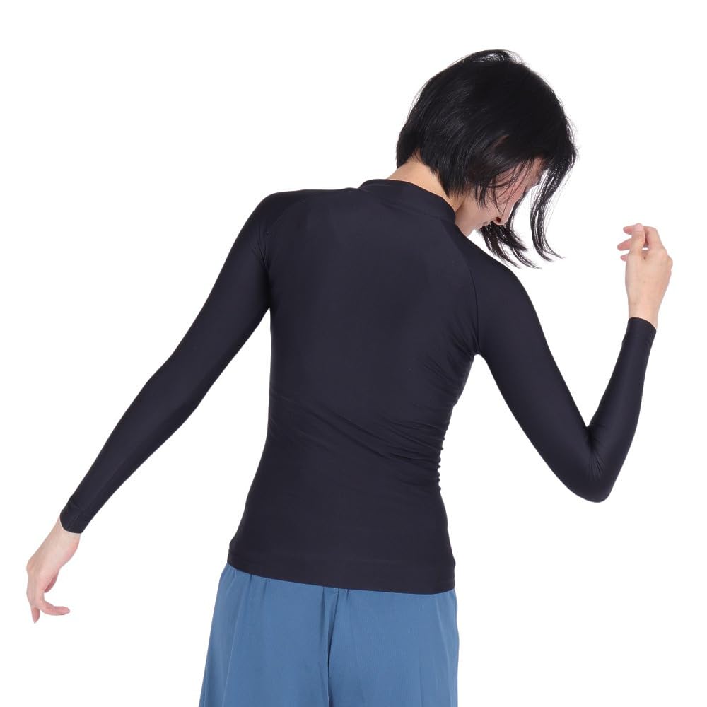 Футболка с высоким воротом и длинным рукавом, черная, 2 л [YONEX], женская футболка (007)