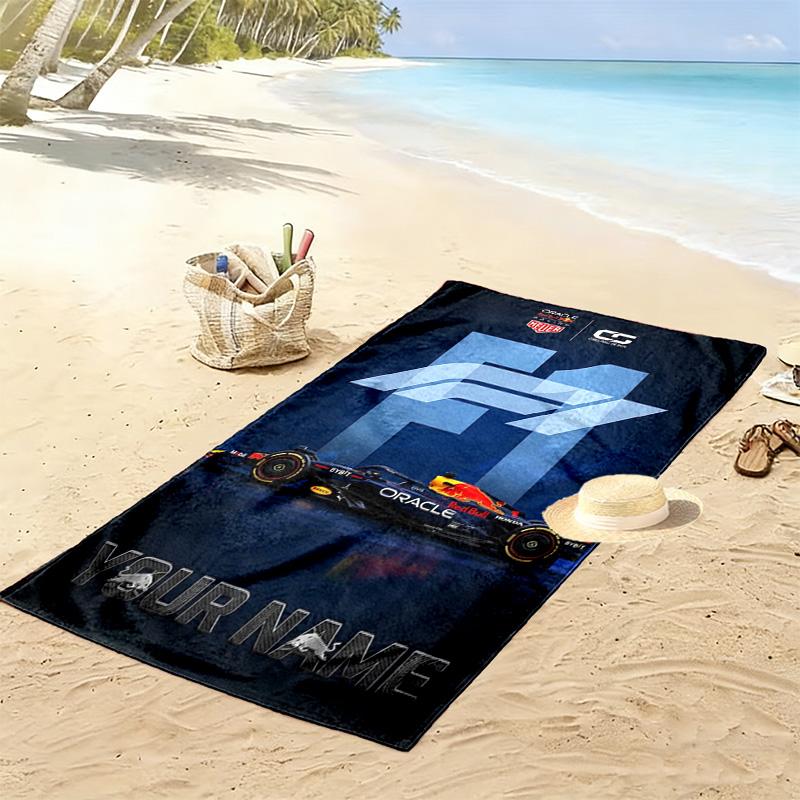 Name Custom F1 Print Beach Towel, Large Soft Quick Dry Towel for Beach Camping Swimming
