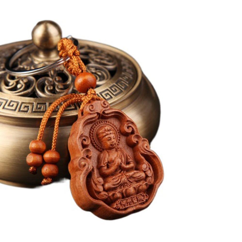 Бог-хранитель Персиковое дерево Брелок Религия Деревянный брелок Брелок для автомобиля