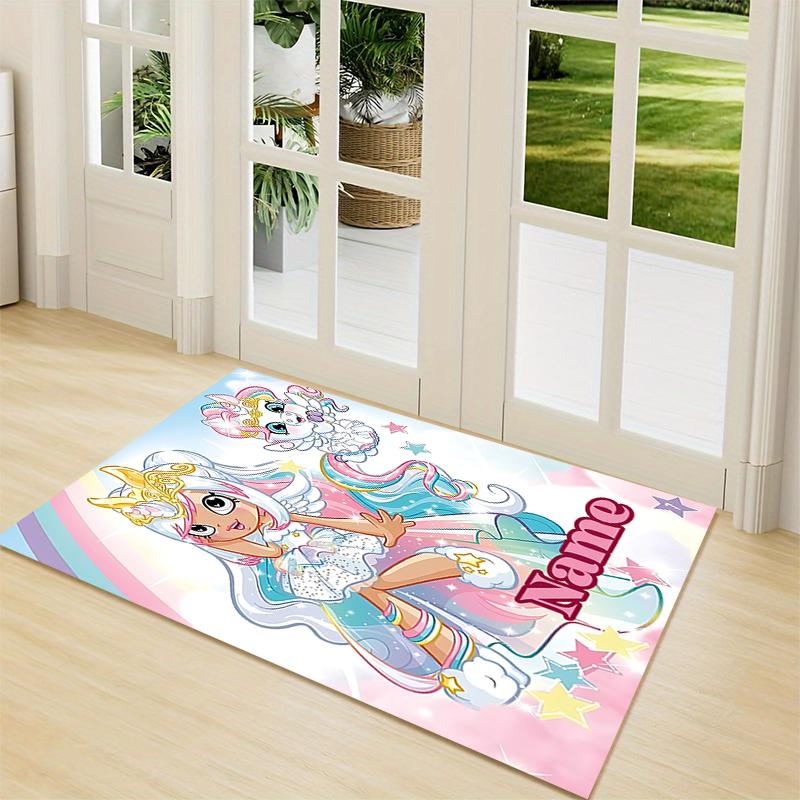 Custom Name Unicorn Fantasy Adventure Carpet Rug Customizable Soft Washable Anti-Slip Home Living Room Sofa Mats Personalized Rug. 0909180