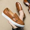 Soft Street Style Mens Loafers Slip On Leather Men Casual Shoes Fashion Monk Strap Footwear Leisure Walk Driving Flats Moccasins
