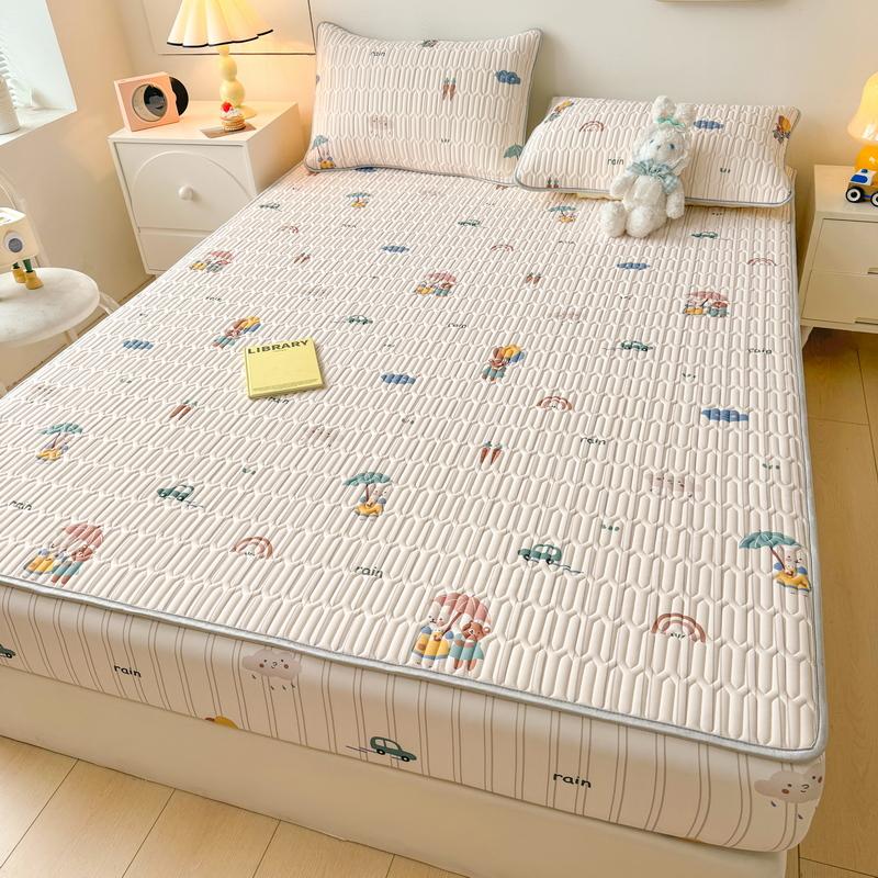 1 шт. латексный толстый стеганый наматрасник, летний дышащий крутой противоскользящий простынь на подкладке, милый чехол на кровать, наволочка в комплект не входит
