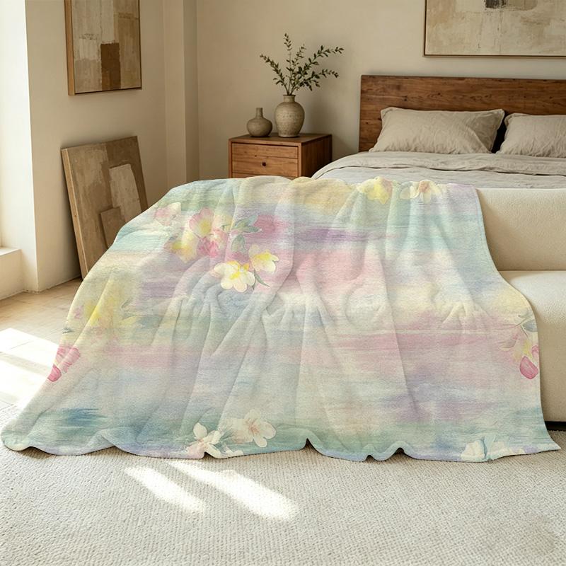Floral Fluffy Fleece Blanket – Breathable, Soft, Lightweight Warm Blanket for Home, Couch, Bedroom, Office: All Season, Halloween & Christmas