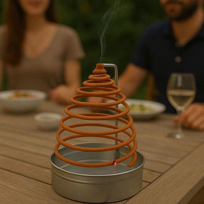 Encens Citronnelle Anti Moustique en Spirale avec son Support Inox et Boîte Métallique pour Extérieur Jardin Terrasse - Pack de 3
