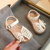 Kids Weave Sandals for Girls 2025 Summer Non-slip Sole Toddler Beach Shoes with Cute Bow Princess Elegant Party Shoes 1-3years