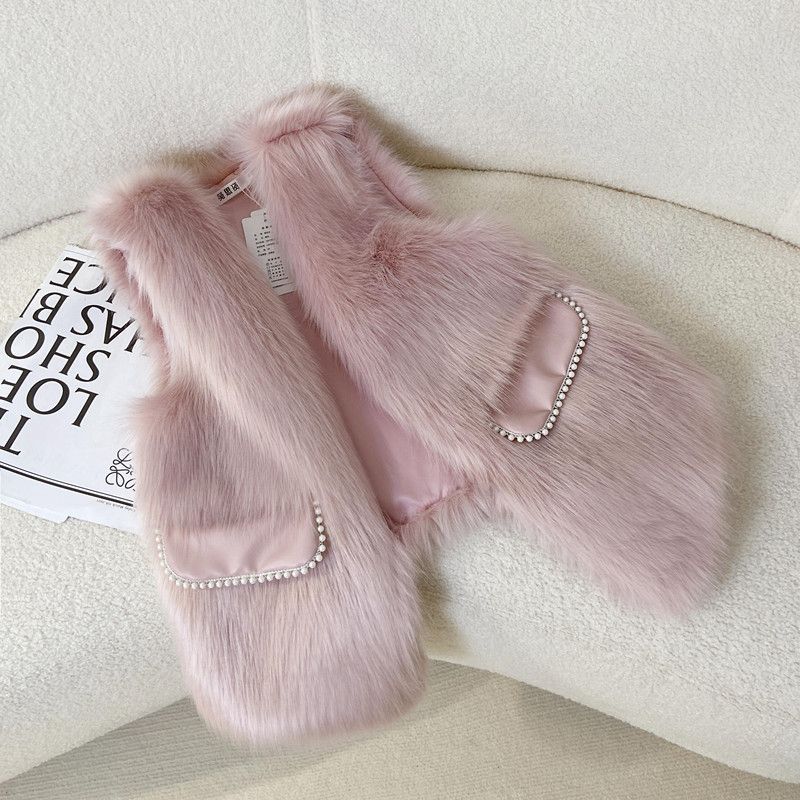 Winter Imitation Fur Vest Women's New Women's Light Pink Age-reducing Furry Vest Looks Thin