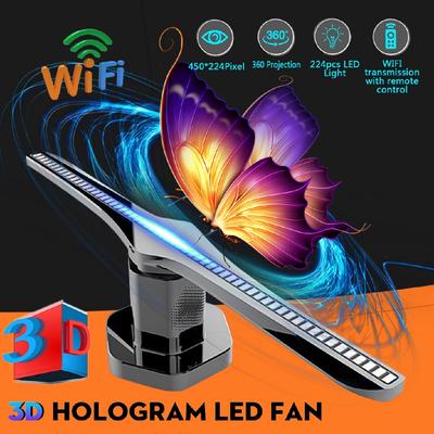 Новый светодиодный вращающийся дисплей с 224 лампочками, WiFi голографический проектор, 3D голографическая рекламная машина 10-15 Вт