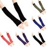 Women Fashion Punk Gothic Stripe Long Arm Warmer Fingerless Gloves