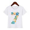 Футболка с принтом в виде мультфильма «Море» для детей от 2 до 14 лет на день рождения, детские футболки с номером 1-9 на день рождения, забавный подарок для мальчиков и девочек, футболка в подарок