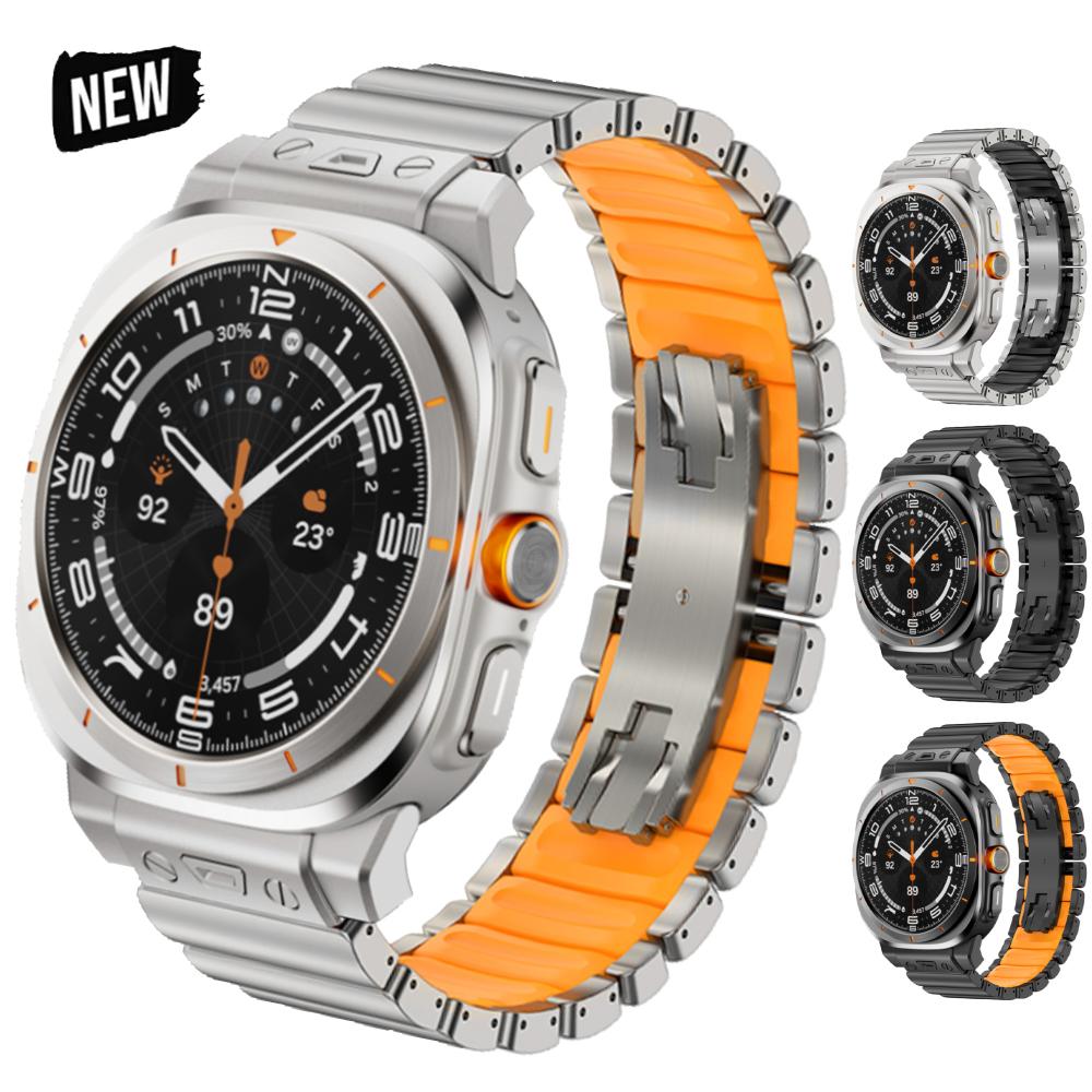 Титановый ремешок для Samsung Galaxy Watch Ultra 2025 Роскошный резиновый ремешок для Samsung Galaxy Watch Ultra 47 мм 2024 Заменяемый браслет