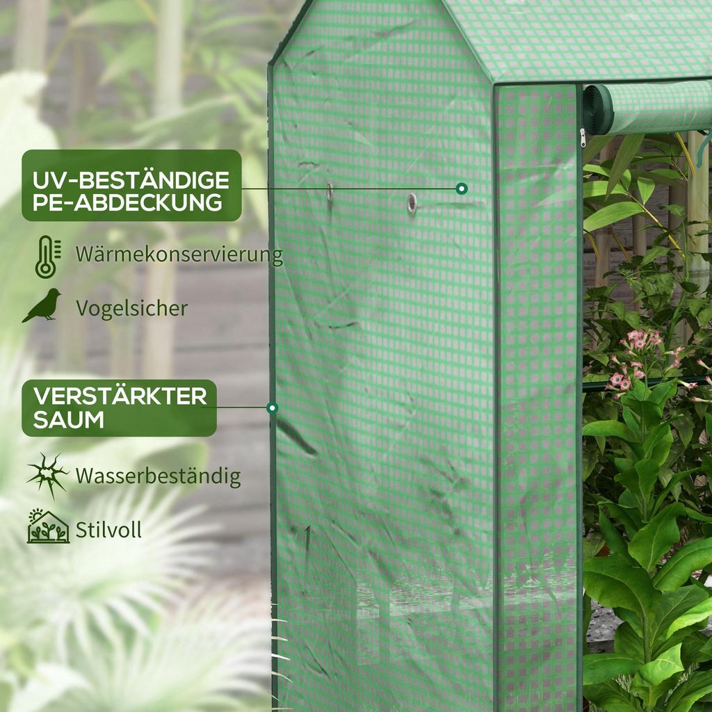 Green House, Mini Greenhouse with 2 Roll-up Doors, Vent Holes and Reinforced Cover, 100 x 80 x 150cm