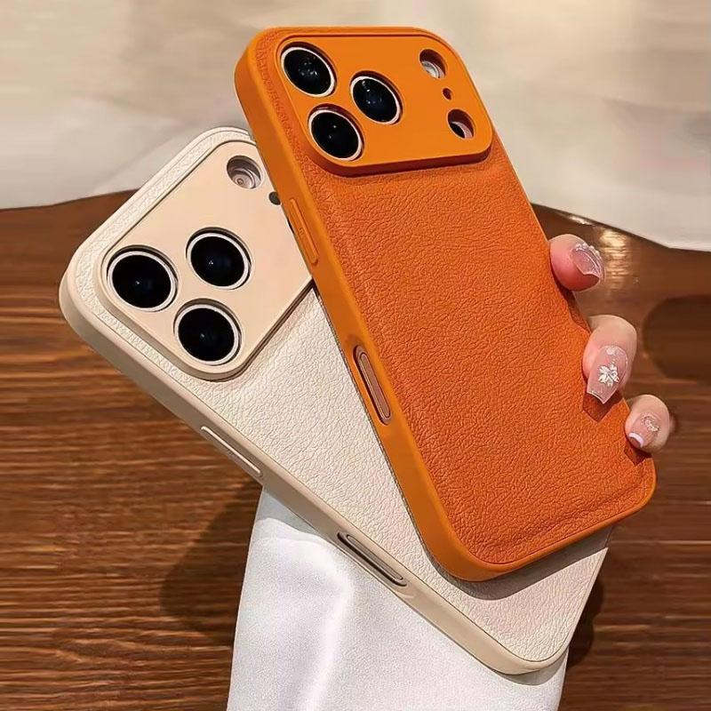 Vogue Чехол из личи-кожи для мобильного телефона для iPhone 17Pro 16 15 Plus 14 13 12 11 17 Pro Max iPohne Air Задняя броня с TPU-рамкой