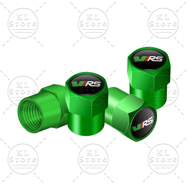 VJDX3 4pcs VRS Emblem Car Wheel Tire Valve Air Stem Caps Dust-proof Cover Decor For Skoda Octavia 1 2 3 Fabia Rapid Superb Kodiaq