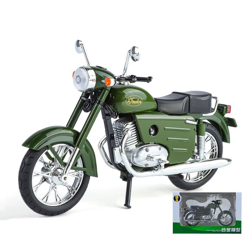 1/10 Jawa 250 Сплав Классическая Ретро Модель Мотоцикла Литье под Давлением Металл Дорожный Мотоцикл Модель Симуляция Звука и Света Детская Игрушка Подарок