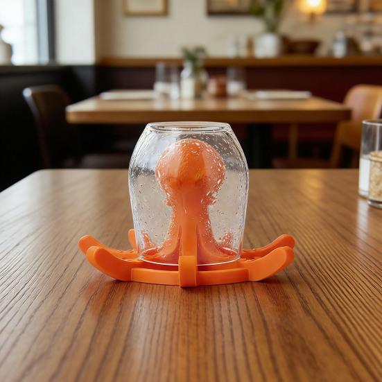 Octopus-Shaped Cup Drying Rack with 8-Arm Creative PLA Water Bottle Holder for Mugs Glasses Tumblers Space-Saving Countertop Organizer for