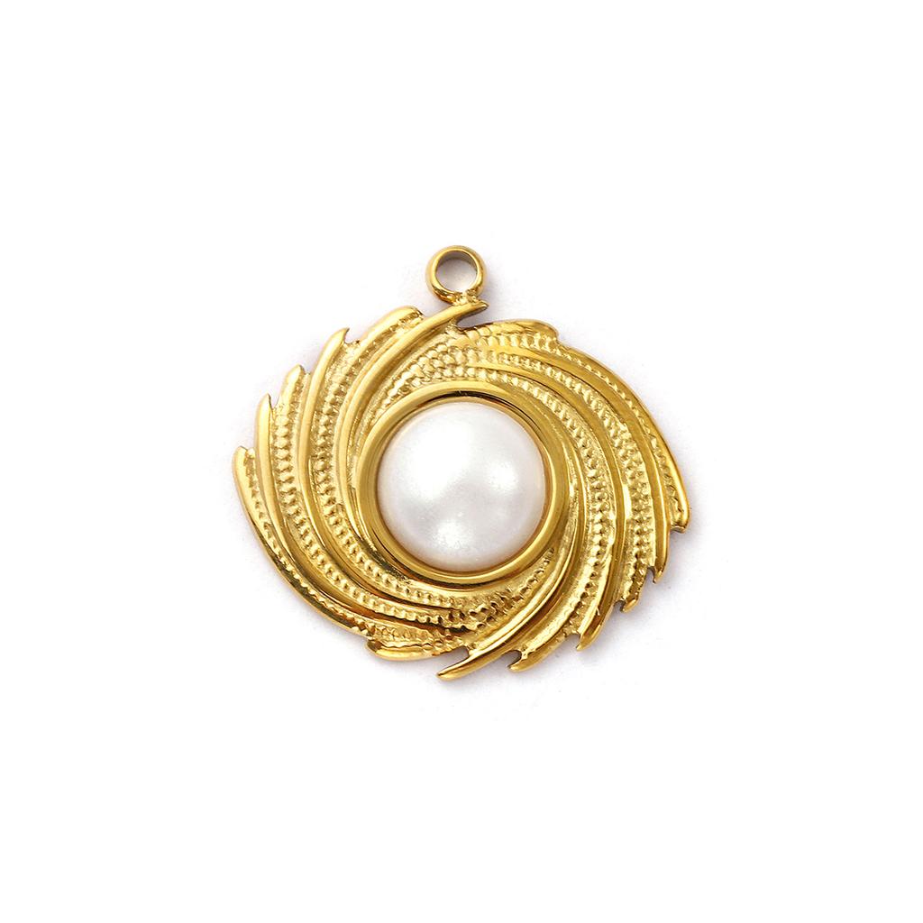 2 PCs 304 Stainless Steel Charms 18K Gold Plated White Acrylic Imitation Pearl Pendants For DIY Jewelry Making Necklace Findings