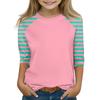 Tops For Youth Girls 4-16 Years Round Neck 3/4 Sleeves T-Shirts Trendy Tops Outfit Tees
