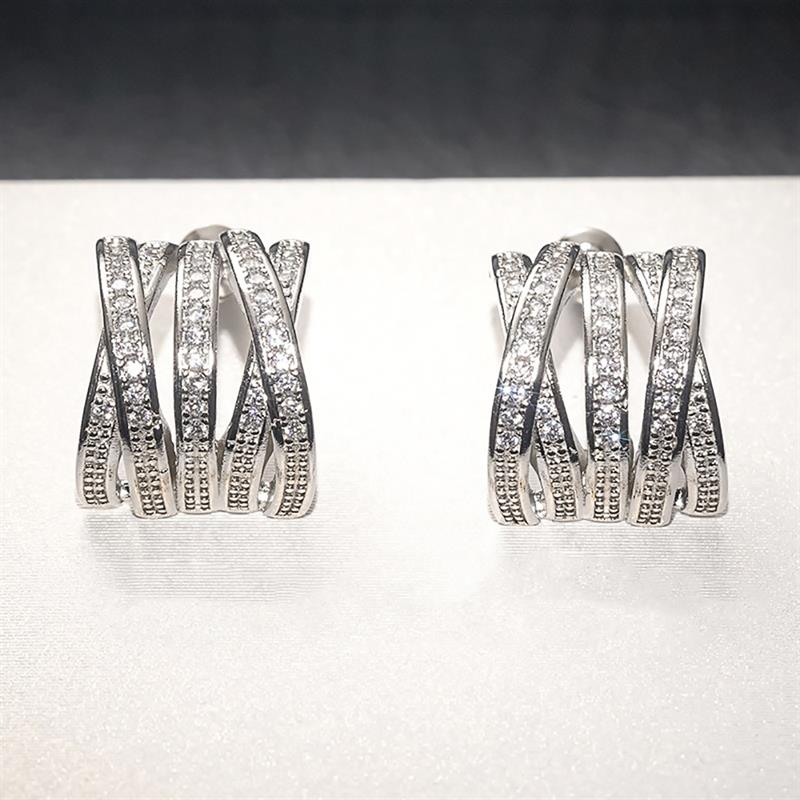 Huitan Claw Design Women Stud Earrings Silver Color Party Wedding Versatile Accessories Inlaid Bright CZ Daily Fashion JewelryGood product
