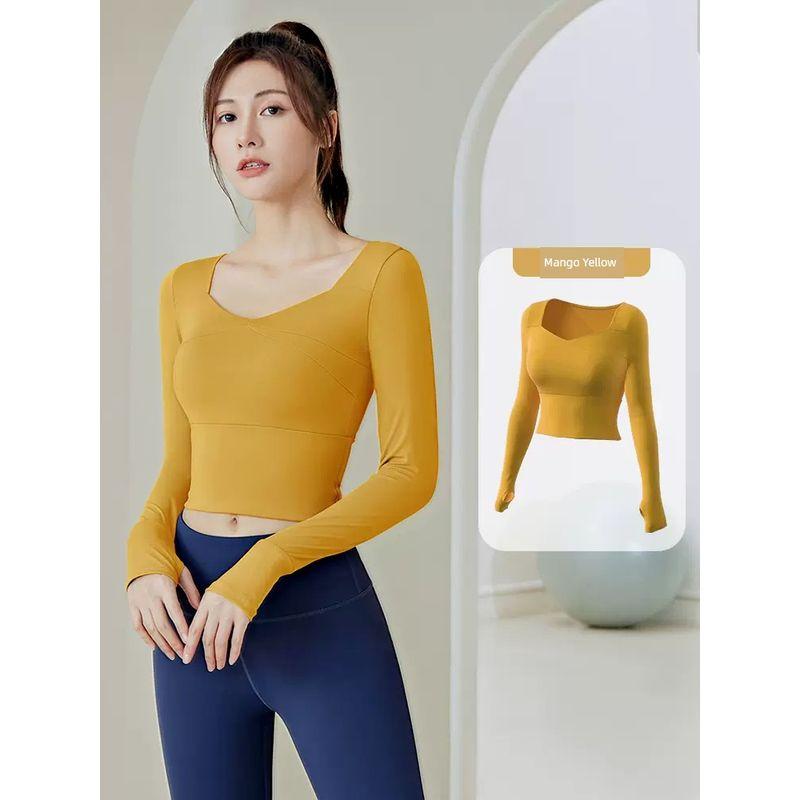 Pilates Yoga Clothes for Women 2025 New Arrival Running with Chest Pad Professional Quick-Drying Sports Long-Sleeved Top Fitness Suit