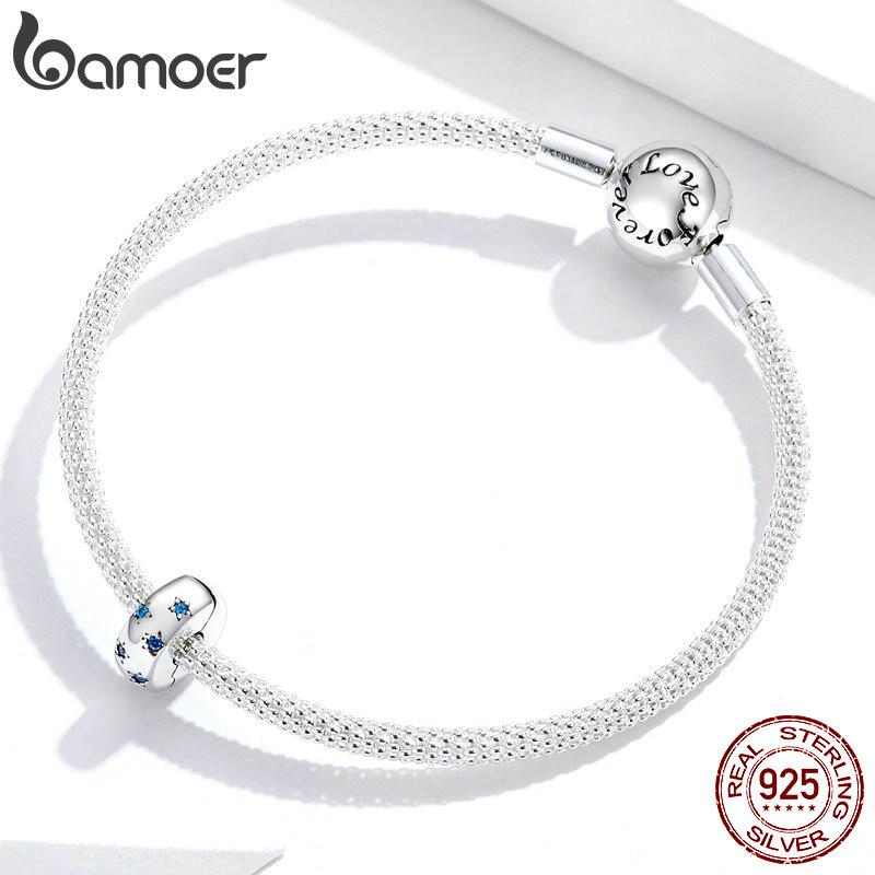 BAMOER Стерлингового Серебра 925 пробы Ocean Blue Star Clip Шарм-пробка подходит для оригинального серебряного браслета ювелирных изделий