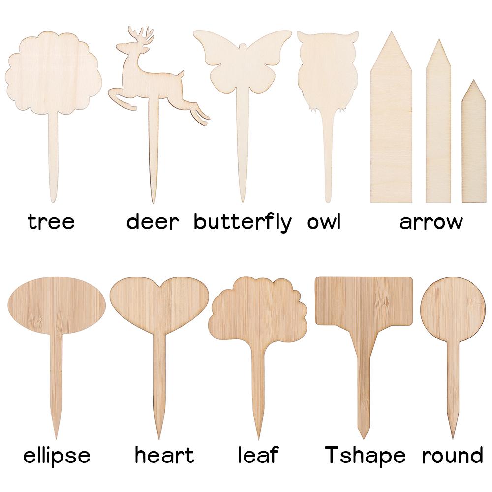 Shapes Nursery Pots Plant Markers Planting Tags Garden Wooden Labels Bamboo Crafts Bonsai Ornament