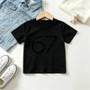 Kids Black Short Sleeve T Shirt Minimalist Thin Line Number 67 Graphic Print Crew Neck Boys Girls Simple Casual Summer Tee