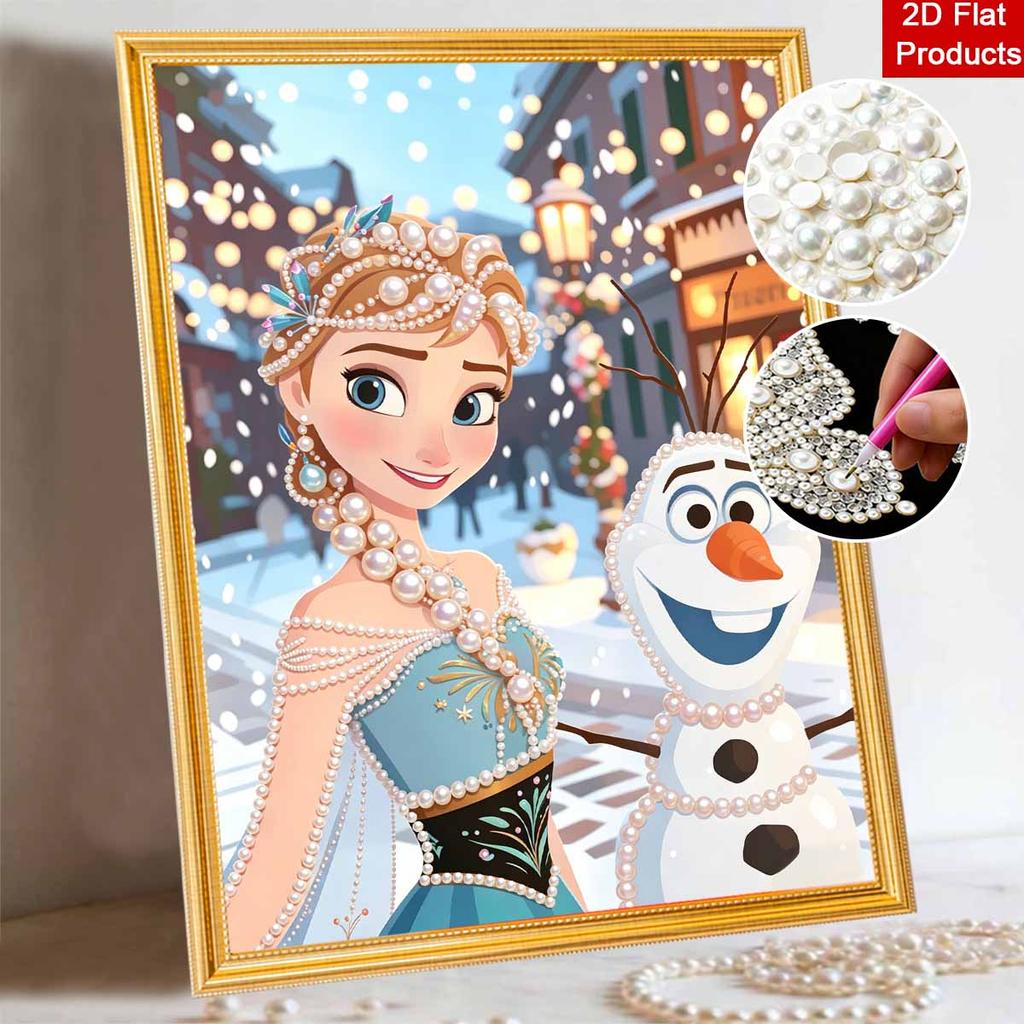 Disney Pearl Painting Anna and Her Best Friend Olaf DIY Pearl Painting Gem Art Pearl Dot Painting Picture Crafts Adult Beginner Gifts Home Decor