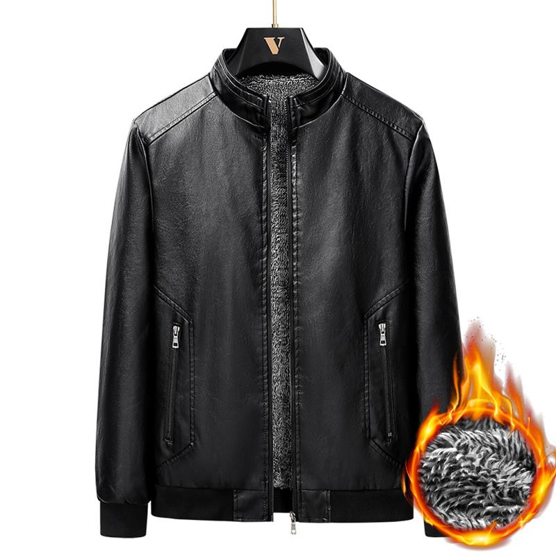 Мужская кожаная куртка в стиле business casual со стойкой, простая мужская куртка, универсальная куртка в корейском стиле, модная куртка высокого качества