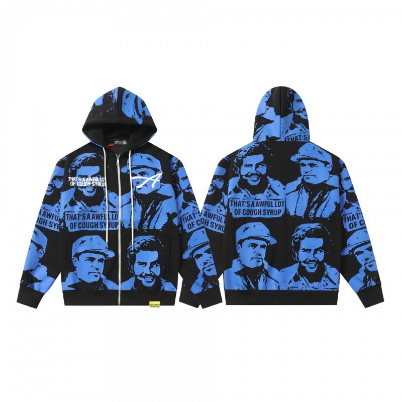 Unisex Streetwear Hooded Zip-Up Sweatshirt Jogger Set Cotton Loose Fit Casual Outfit