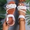 New Flat Bottomed Flower Roman Style Oversized Sandals for Women with Woven Elastic Bands, Lightweight Beach Sandals