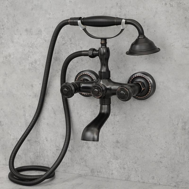 Black wall-mounted bathtub faucet LEXIE
