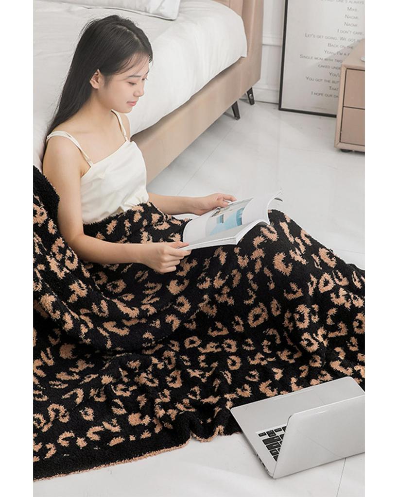 Azura Exchange Вязаное одеяло с леопардовым узором - 127*152 см