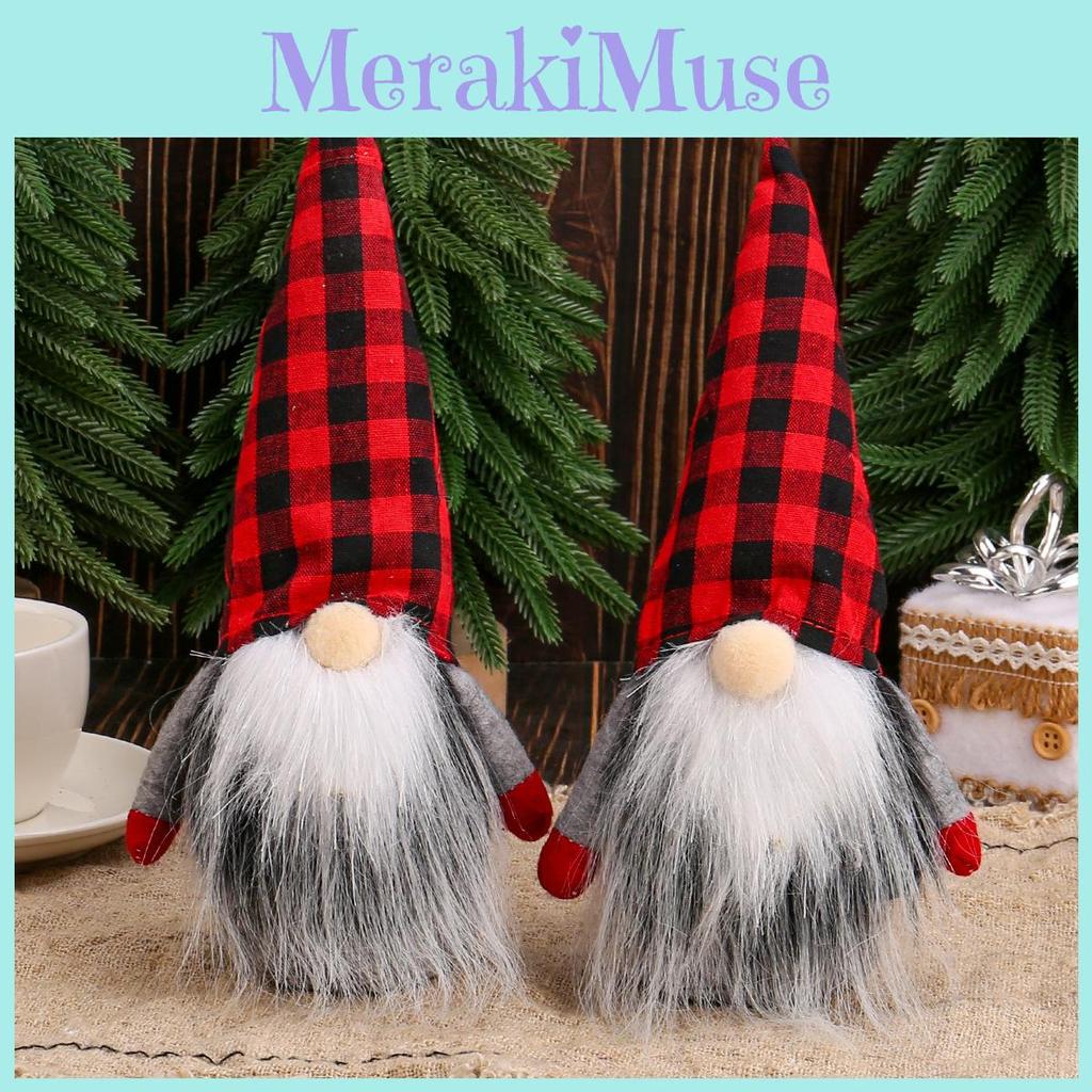 Christmas Gnome Plush Figure With Red Black Checkered Fabric For Holiday Decor