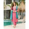 Women's Viscose Silk Embroidered Straight Kurta with Pant And Dupatta Sets