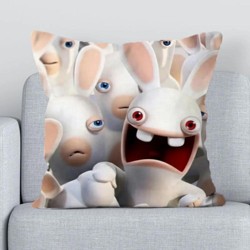 Подушка-обнимашка R-raving Rabbids Наволочка из короткого плюша, двусторонняя печать, декоративные подушки для гостиной, чехол на подушку для стула
