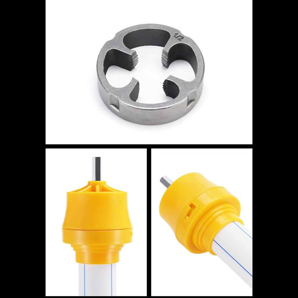 Набор инструментов для нарезания резьбы на трубах, совместимый с электрической дрелью. Набор для нарезания резьбы на трубах из ПВХ с различными размерами плашек для эффективной сантехники.