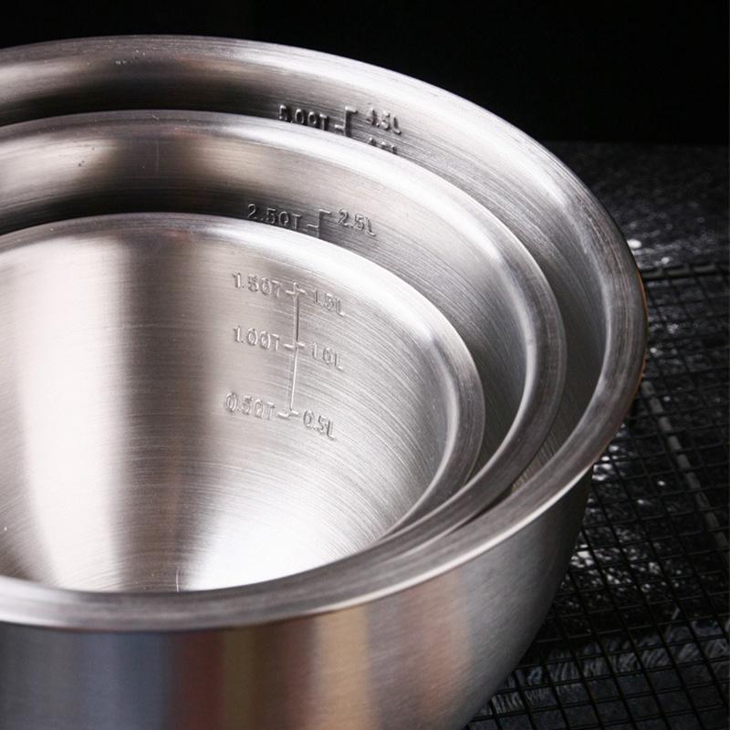 Салатница из нержавеющей стали 304, набор кухонных мисок для хранения, набор мисок для взбивания яиц, набор мисок для смешивания, миска для приготовления пищи, аксессуар для выпечки со шкалой