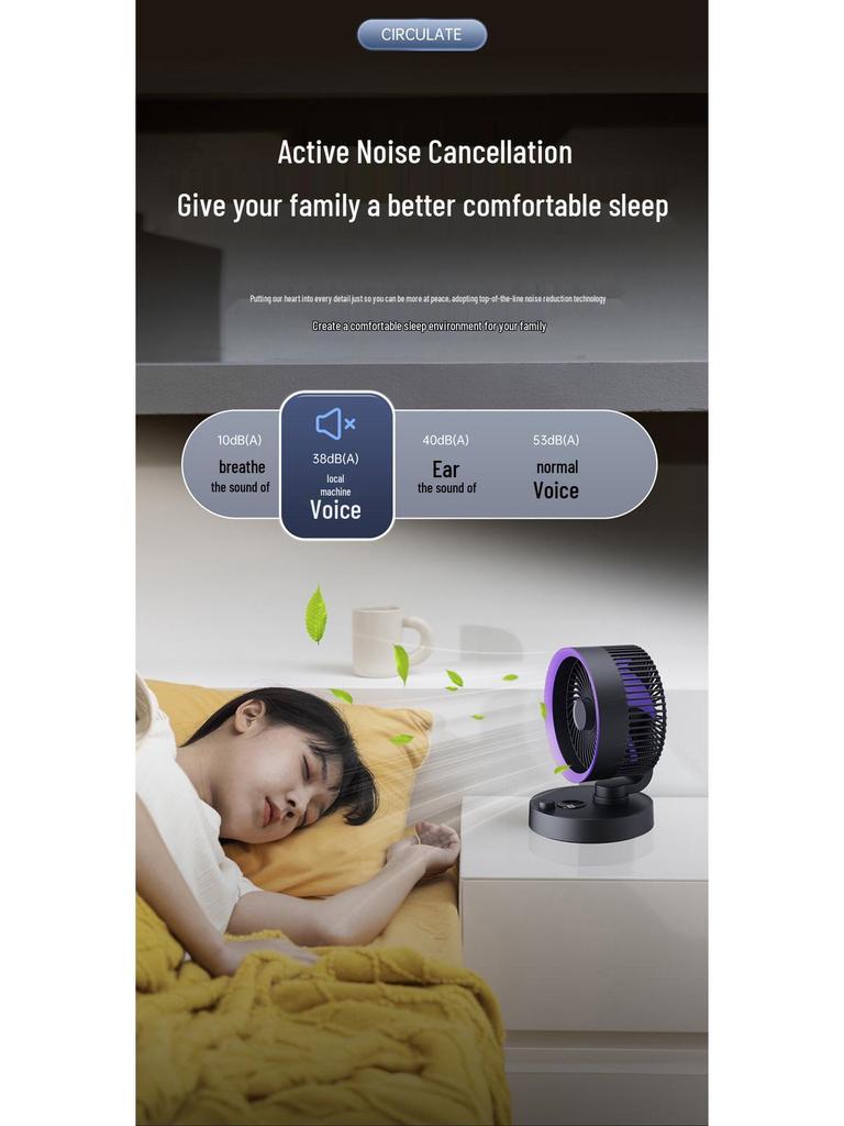 2025 Circulating Fan: 100-Speed Stepless Control, Rechargeable, Portable, Wall-Mounted Desktop Fan