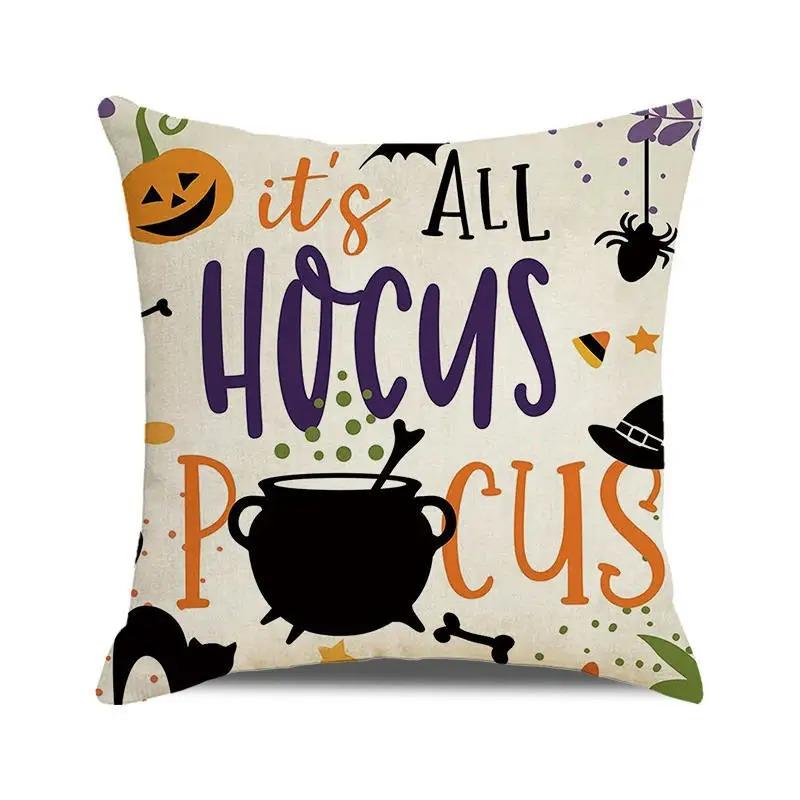 Декоративная наволочка для подушки на Хэллоуин с изображением тыквы, летучей мыши, волшебника, призрака, подходит для украшения дома, гостиной, дивана, комнаты