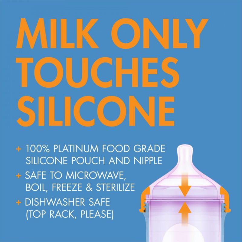 Silicone Anti-Colic Baby Feeding Bottle Nipple Set Large Mouth 160ml 200ml Straight Body