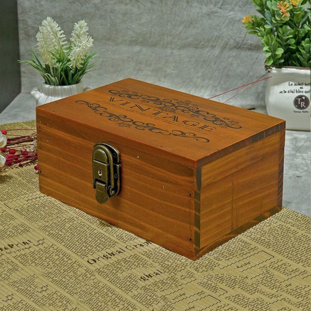 Wooden Jewelry Box Vintage Storage Case Miscellaneous Organizer Cosmetics Box Travel