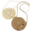 Yogodlns Round Soft Paper Rope Shoulder Bag Tassel Handmade Crossbody Bags Straw Bag Circle