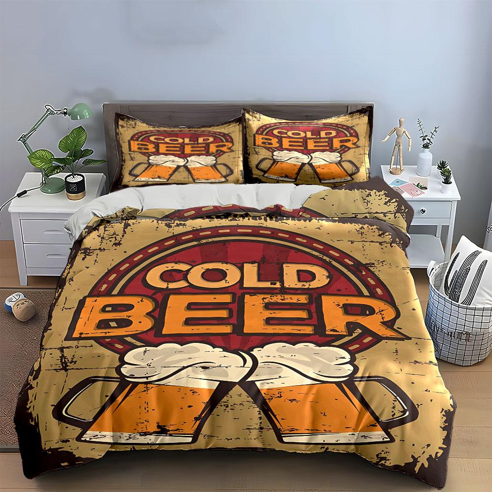 Beer mugs and text. Bedding sets Duvet cover sets Duvet covers Pillowcases(1 * Duvet Cover 2 * Pillowcases, without duvet insert)